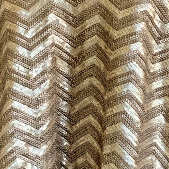 BEBE Frosty Zig-Zag Sequin Sleeveless Flare Party Dress Sz S Gold #167D - Picture 9 of 14